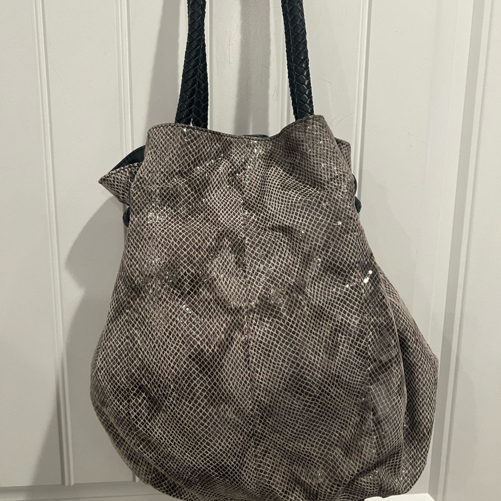 Judith Ripka Python Embossed Leather Brown/ Silve… - image 5